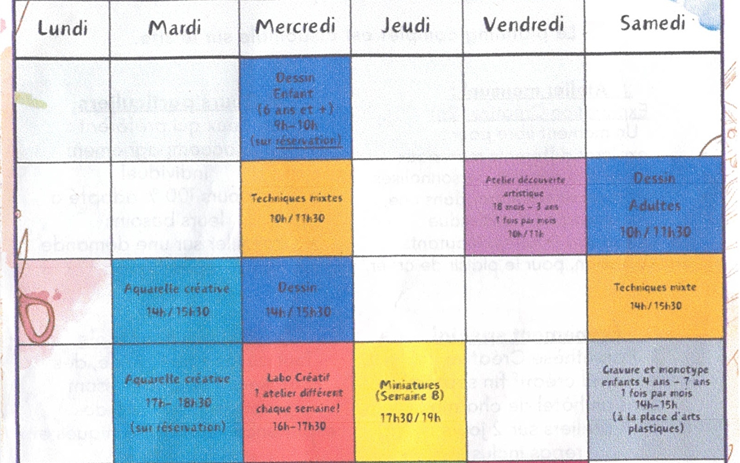 Die Kurse für Zeichnen und Bildende Kunst