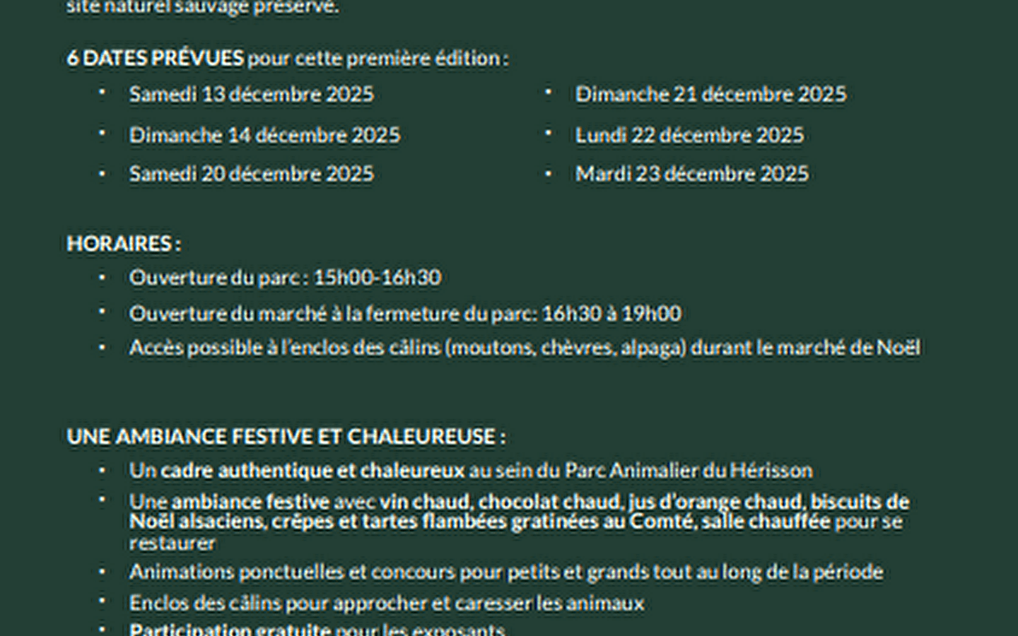 Weihnachtsmarkt - Parc Héria