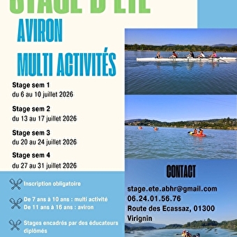 Stage d'été aviron et multiactivités pour les 7-10 ans et les 11-16 ans - VIRIGNIN