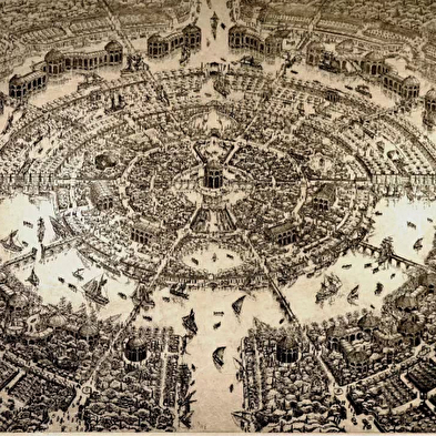 Ausstellung von Gravuren Architekturen mit alain combier