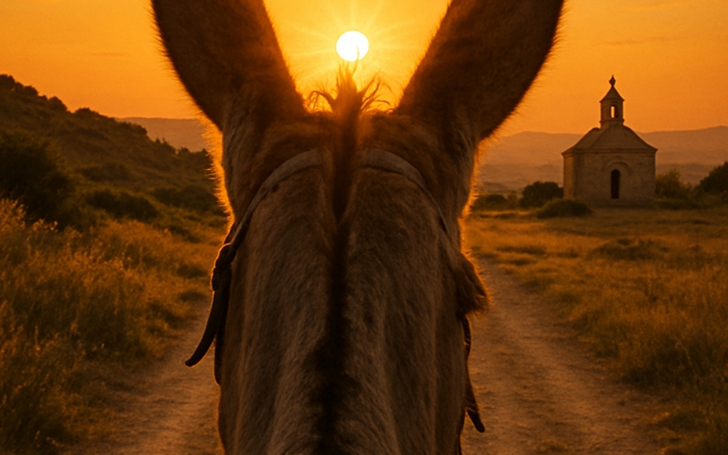 Esel, Abendhimmel und Geschichte 