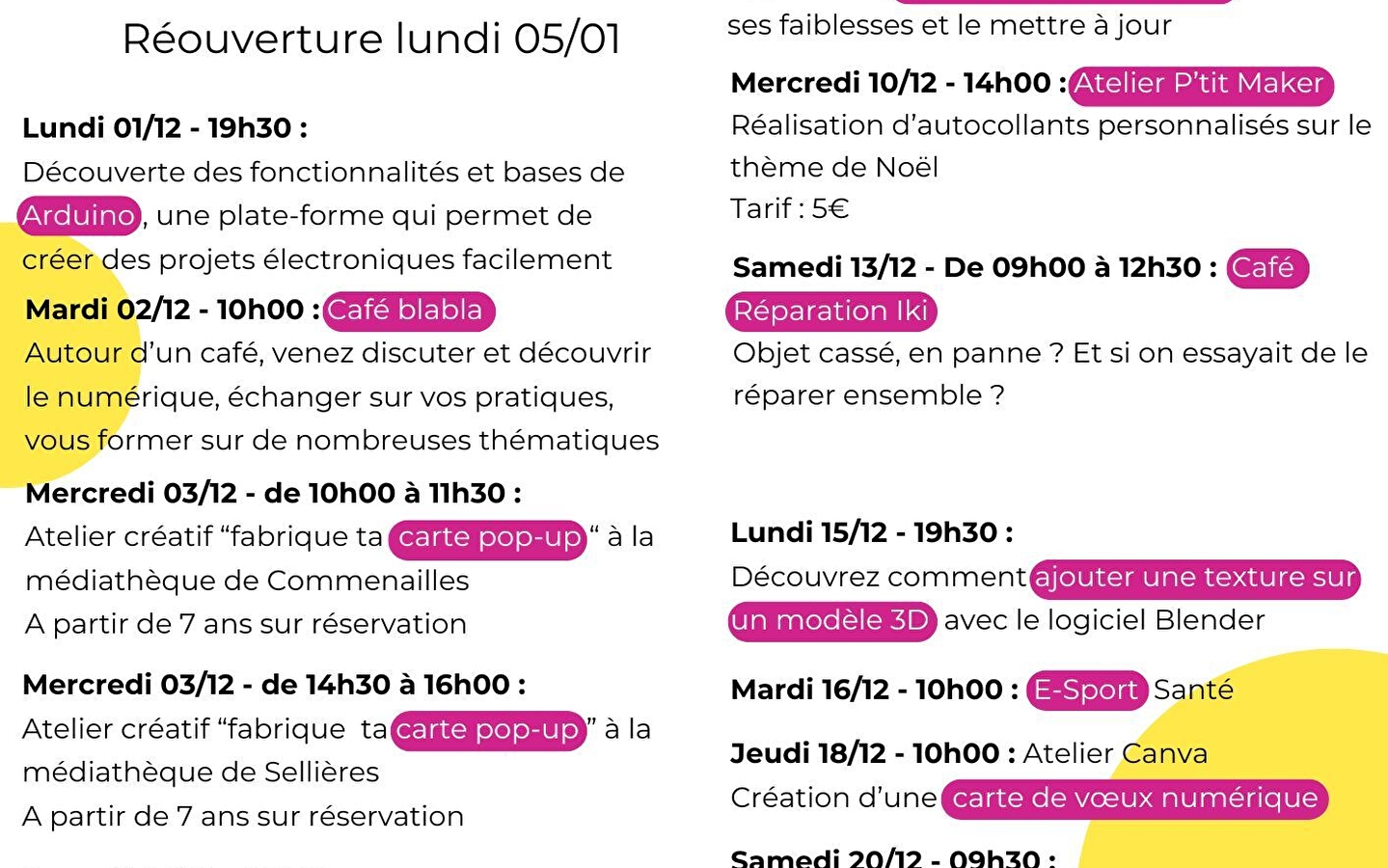 Programmierung Fablab-Workshops Dezember