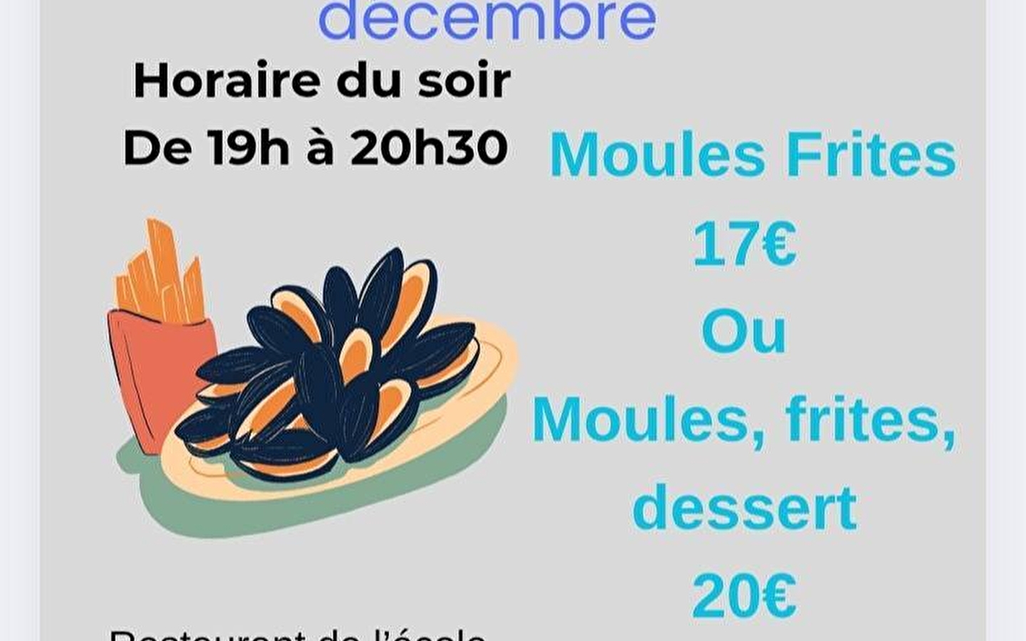 Abend mit Muscheln und Pommes frites