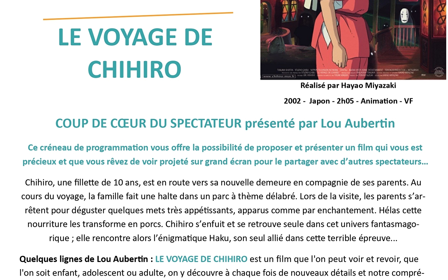 CINE MJC ABEND COUP DE COEUR DU SPECTATEUR