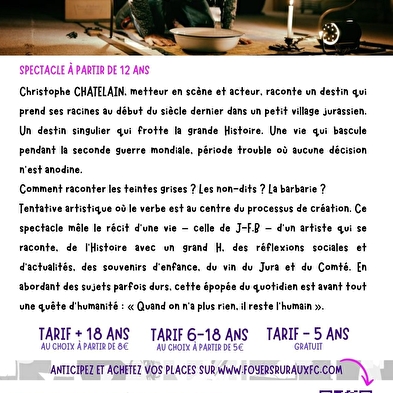 Schauspiel 'JFB - En quête d'humanité' von der Cie Pudding Théâtre