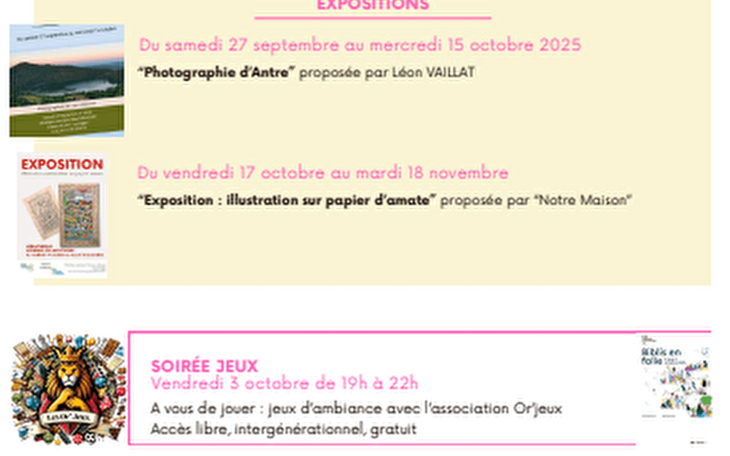 Ausstellung 'Photographie d'Antre' (Fotografie der Vorkammer)